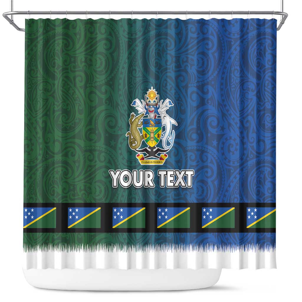 Solomon Islands Merry Christmas Shower Curtain Santa Suit Style With Melanesian Pattern LT03 Green - Polynesian Pride