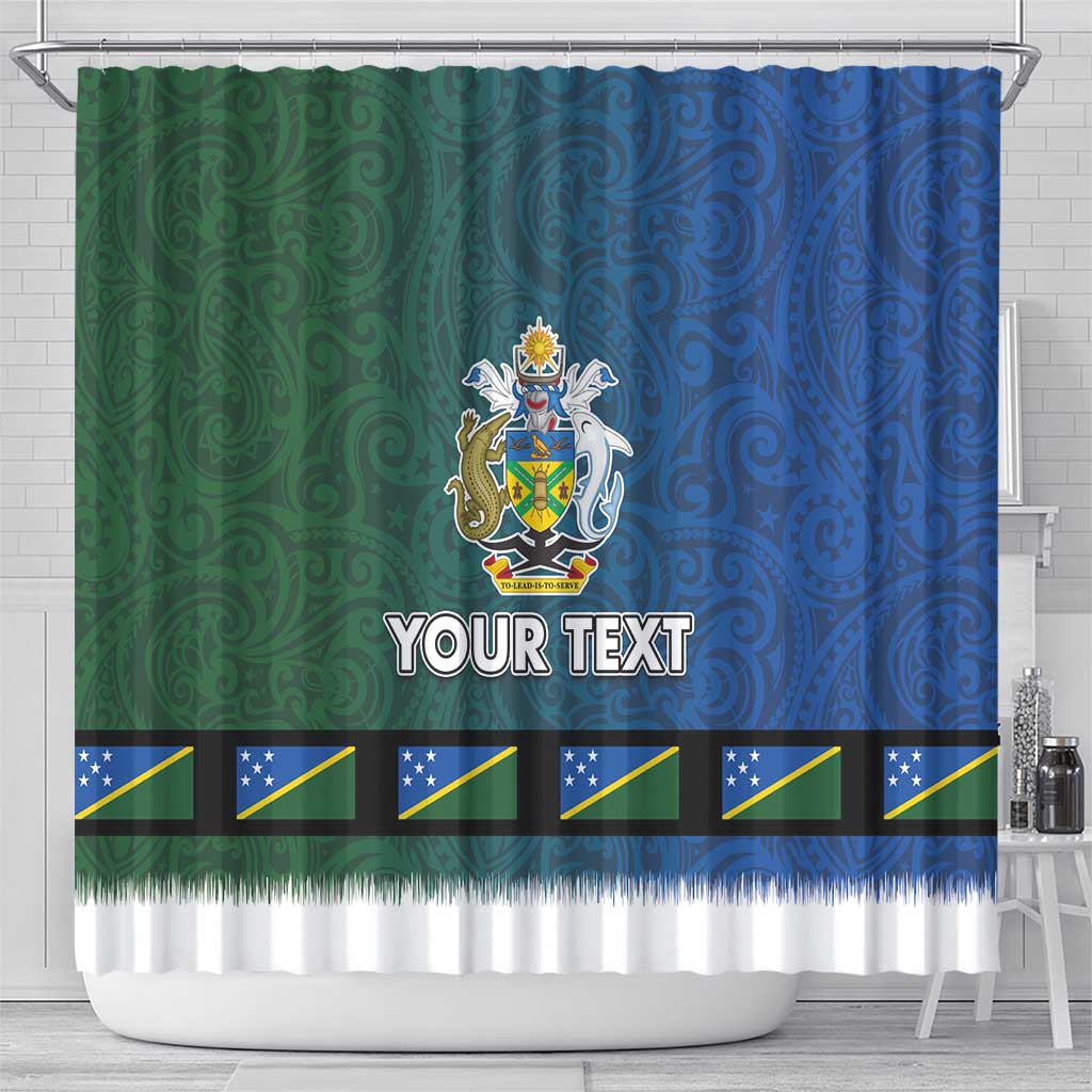Solomon Islands Merry Christmas Shower Curtain Santa Suit Style With Melanesian Pattern LT03 - Polynesian Pride
