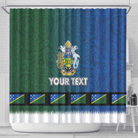 Solomon Islands Merry Christmas Shower Curtain Santa Suit Style With Melanesian Pattern LT03 - Polynesian Pride