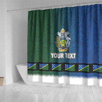 Solomon Islands Merry Christmas Shower Curtain Santa Suit Style With Melanesian Pattern LT03 - Polynesian Pride