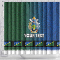 Solomon Islands Merry Christmas Shower Curtain Santa Suit Style With Melanesian Pattern LT03 - Polynesian Pride