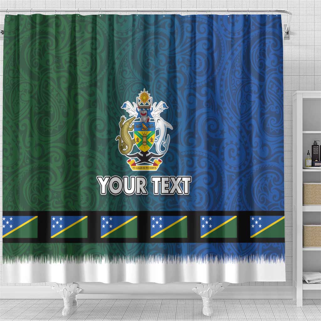 Solomon Islands Merry Christmas Shower Curtain Santa Suit Style With Melanesian Pattern LT03 - Polynesian Pride
