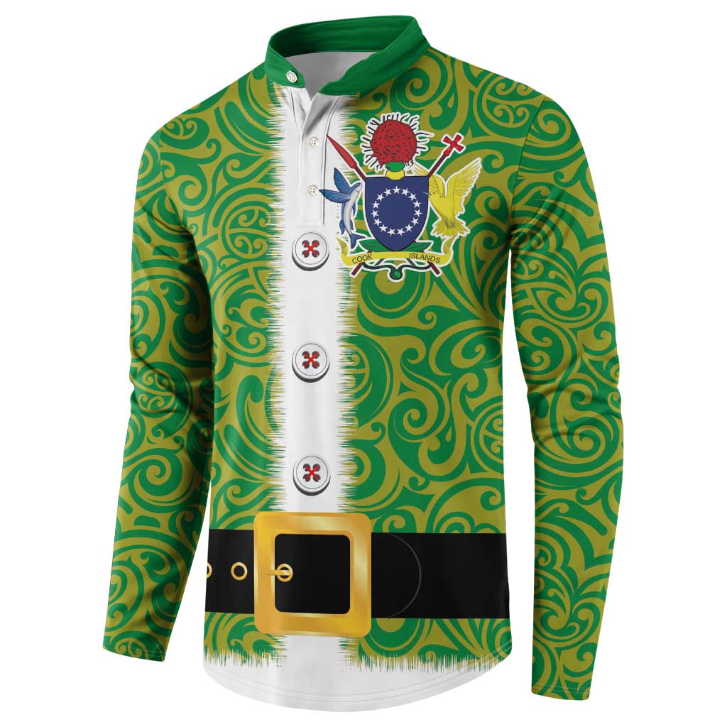Cook Islands Merry Christmas Button Sweatshirt Santa Suit Style With Polynesian Pattern LT03 - Polynesian Pride