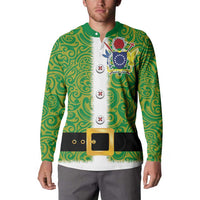 Cook Islands Merry Christmas Button Sweatshirt Santa Suit Style With Polynesian Pattern LT03 - Polynesian Pride