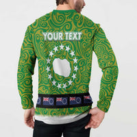Cook Islands Merry Christmas Button Sweatshirt Santa Suit Style With Polynesian Pattern LT03 - Polynesian Pride