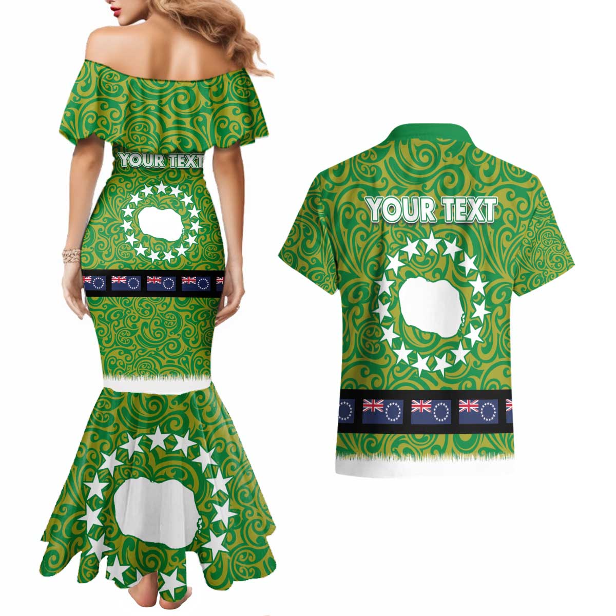 Cook Islands Merry Christmas Couples Matching Mermaid Dress and Hawaiian Shirt Santa Suit Style With Polynesian Pattern LT03 - Polynesian Pride