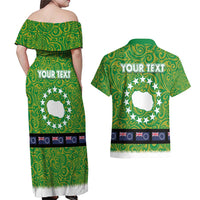 Cook Islands Merry Christmas Couples Matching Off Shoulder Maxi Dress and Hawaiian Shirt Santa Suit Style With Polynesian Pattern LT03 - Polynesian Pride