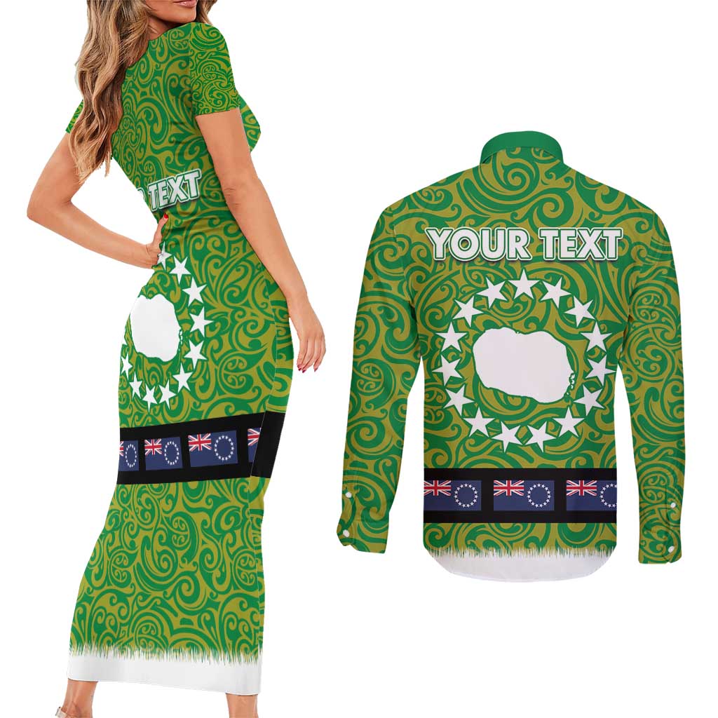 Cook Islands Merry Christmas Couples Matching Short Sleeve Bodycon Dress and Long Sleeve Button Shirt Santa Suit Style With Polynesian Pattern