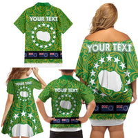 Cook Islands Merry Christmas Family Matching Off Shoulder Short Dress and Hawaiian Shirt Santa Suit Style With Polynesian Pattern