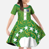 Cook Islands Merry Christmas Family Matching Puletasi and Hawaiian Shirt Santa Suit Style With Polynesian Pattern LT03 Daughter's Dress Green - Polynesian Pride