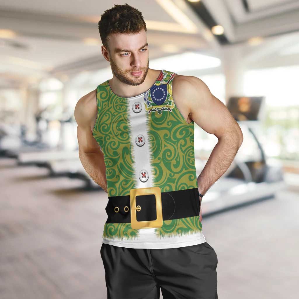 Cook Islands Merry Christmas Men Tank Top Santa Suit Style With Polynesian Pattern