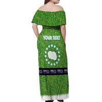 Cook Islands Merry Christmas Off Shoulder Maxi Dress Santa Suit Style With Polynesian Pattern LT03 - Polynesian Pride