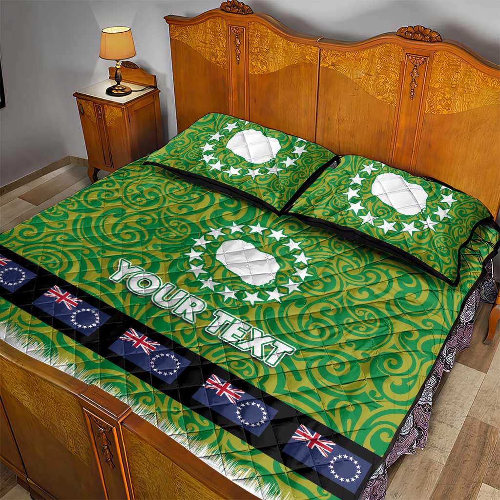 Cook Islands Merry Christmas Quilt Bed Set Santa Suit Style With Polynesian Pattern