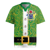 Cook Islands Merry Christmas Rugby Jersey Santa Suit Style With Polynesian Pattern LT03 Green - Polynesian Pride