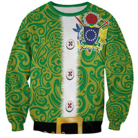 Cook Islands Merry Christmas Sweatshirt Santa Suit Style With Polynesian Pattern LT03 Unisex Green - Polynesian Pride