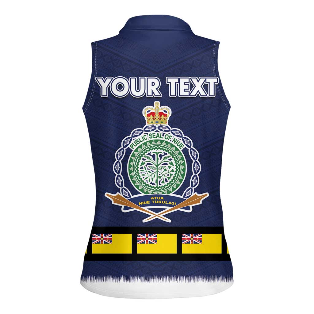 Niue Merry Christmas Women Sleeveless Polo Shirt Santa Suit Style With Hiapo Pattern