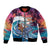 Hawaiian Mele Kalikimaka Bomber Jacket Santa Claus Driving The Whale with Sunset Ocean Landscape