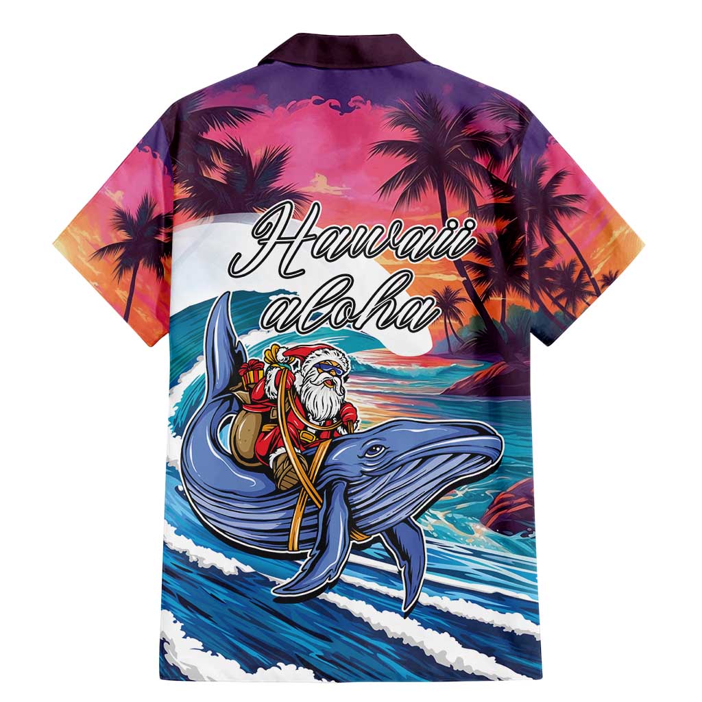Hawaiian Mele Kalikimaka Family Matching Mermaid Dress and Hawaiian Shirt Santa Claus Driving The Whale with Sunset Ocean Landscape