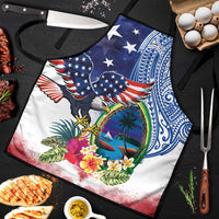 Guam and United States Together Apron Bald Eagle and Guam Seal with Flower and Tribal Tattoos - Polynesian Pride