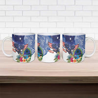 Guam and United States Together Ceramic Mug Bald Eagle and Guam Seal with Flower and Tribal Tattoos - Polynesian Pride
