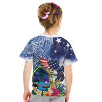 Guam and United States Together Kid T Shirt Bald Eagle and Guam Seal with Flower and Tribal Tattoos - Polynesian Pride