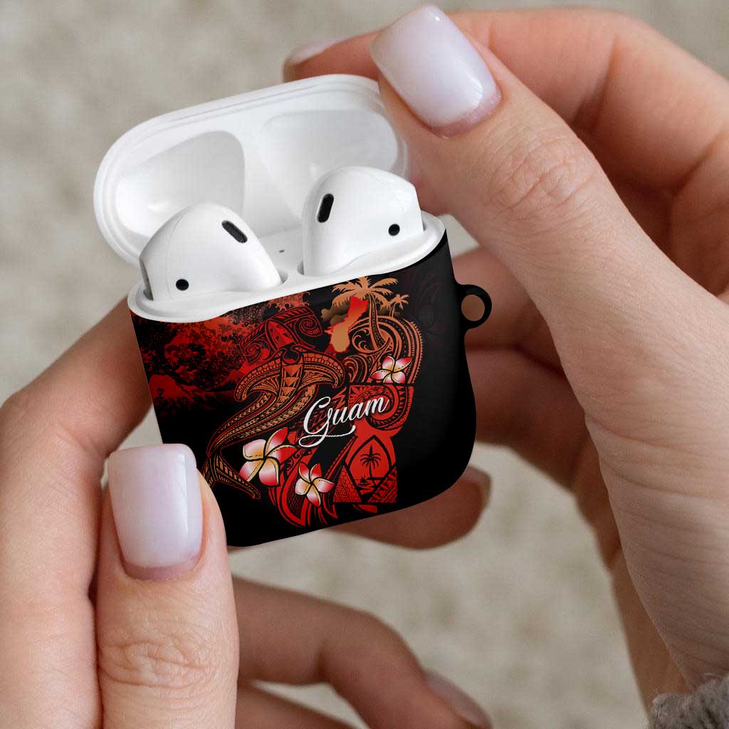 Guam Tribal Chamorro AirPods Case Polynesian Shark with Plumeria and Sea Vibe - Polynesian Pride
