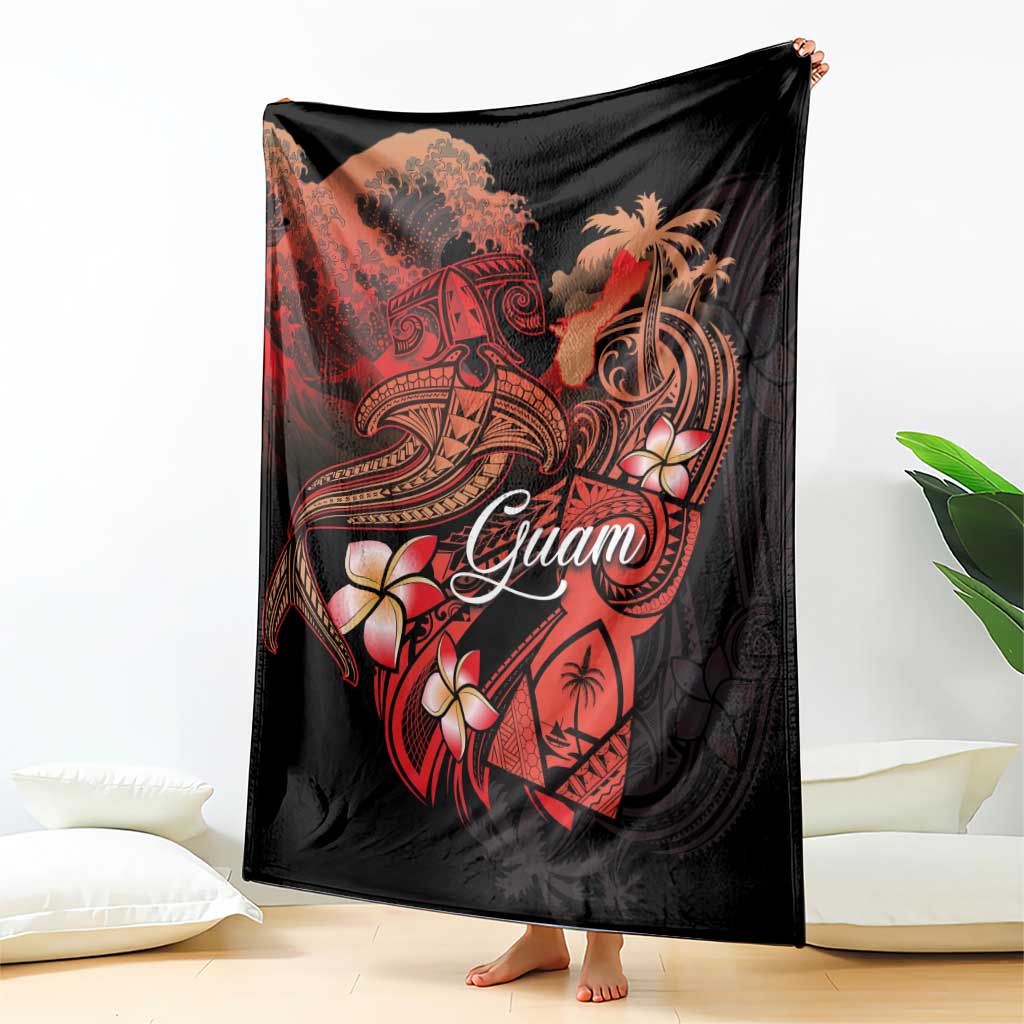 Guam Tribal Chamorro Blanket Polynesian Shark with Plumeria and Sea Vibe - Polynesian Pride