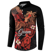 Guam Tribal Chamorro Button Sweatshirt Polynesian Shark with Plumeria and Sea Vibe - Polynesian Pride