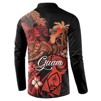 Guam Tribal Chamorro Button Sweatshirt Polynesian Shark with Plumeria and Sea Vibe - Polynesian Pride