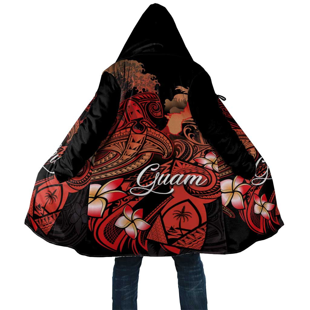 Guam Tribal Chamorro Cloak Polynesian Shark with Plumeria and Sea Vibe - Polynesian Pride