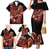 Guam Tribal Chamorro Family Matching Mermaid Dress and Hawaiian Shirt Polynesian Shark with Plumeria and Sea Vibe - Polynesian Pride