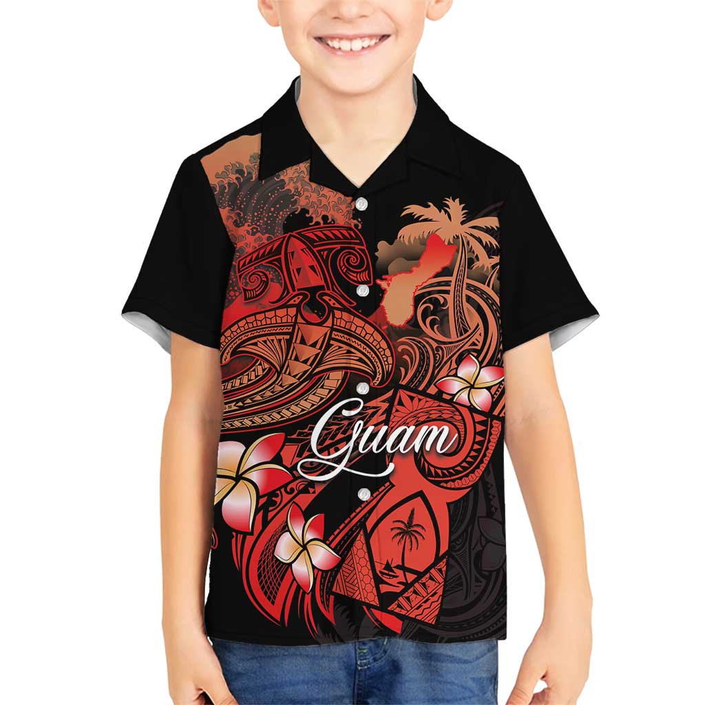 Guam Tribal Chamorro Family Matching Off Shoulder Maxi Dress and Hawaiian Shirt Polynesian Shark with Plumeria and Sea Vibe - Polynesian Pride