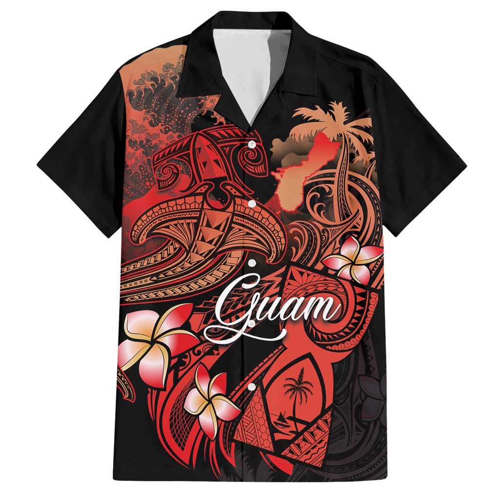 Guam Tribal Chamorro Family Matching Tank Maxi Dress and Hawaiian Shirt Polynesian Shark with Plumeria and Sea Vibe - Polynesian Pride