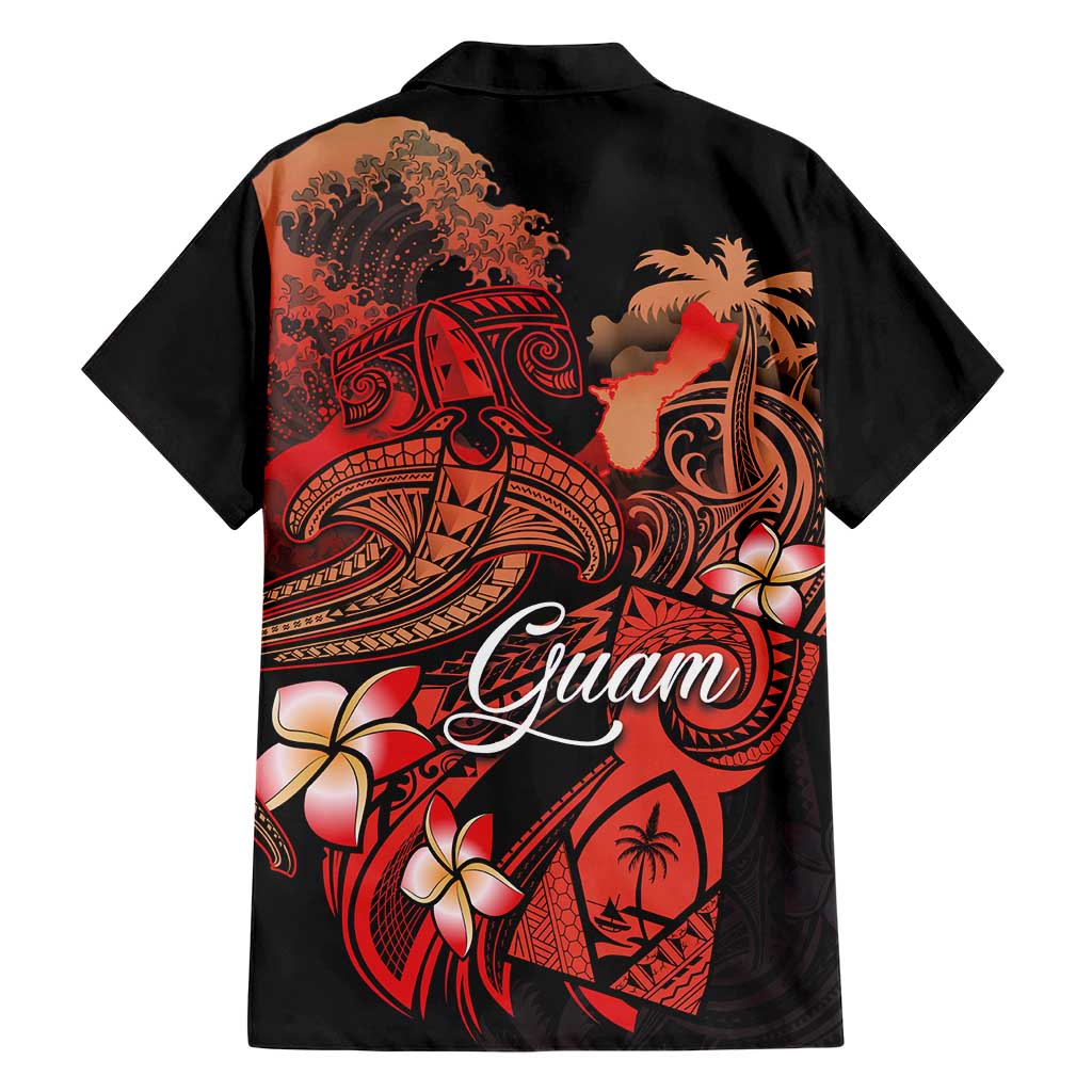 Guam Tribal Chamorro Hawaiian Shirt Polynesian Shark with Plumeria and Sea Vibe - Polynesian Pride