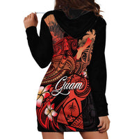 Guam Tribal Chamorro Hoodie Dress Polynesian Shark with Plumeria and Sea Vibe - Polynesian Pride