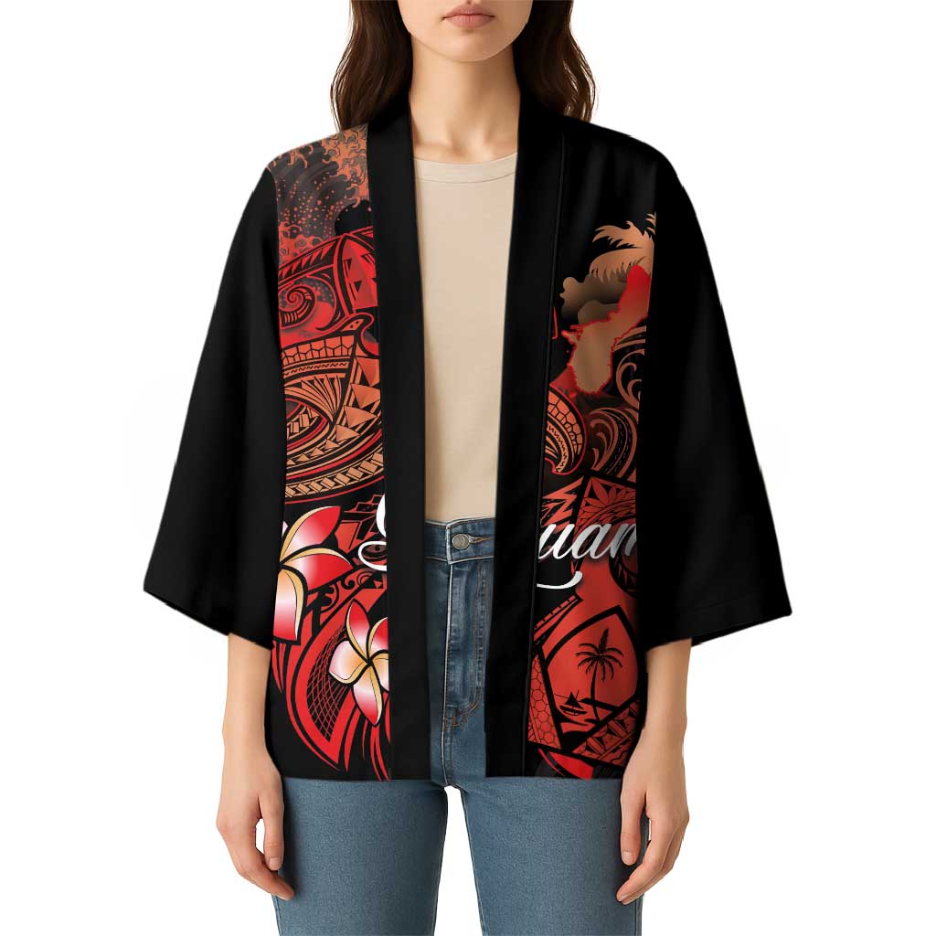 Guam Tribal Chamorro Kimono Polynesian Shark with Plumeria and Sea Vibe - Polynesian Pride