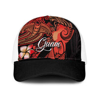 Guam Tribal Chamorro Mesh Trucker Cap Polynesian Shark with Plumeria and Sea Vibe - Polynesian Pride