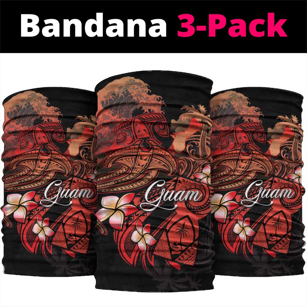 Guam Tribal Chamorro Neck Gaiter Polynesian Shark with Plumeria and Sea Vibe - Polynesian Pride