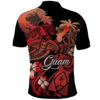 Guam Tribal Chamorro Polo Shirt Polynesian Shark with Plumeria and Sea Vibe - Polynesian Pride