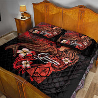 Guam Tribal Chamorro Quilt Bed Set Polynesian Shark with Plumeria and Sea Vibe - Polynesian Pride