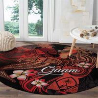 Guam Tribal Chamorro Round Carpet Polynesian Shark with Plumeria and Sea Vibe - Polynesian Pride