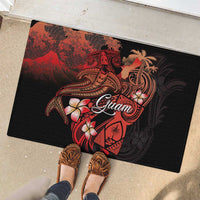 Guam Tribal Chamorro Rubber Doormat Polynesian Shark with Plumeria and Sea Vibe - Polynesian Pride