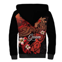 Guam Tribal Chamorro Sherpa Hoodie Polynesian Shark with Plumeria and Sea Vibe - Polynesian Pride