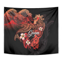 Guam Tribal Chamorro Tapestry Polynesian Shark with Plumeria and Sea Vibe - Polynesian Pride