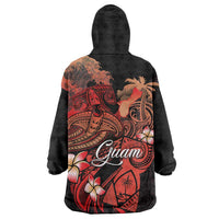 Guam Tribal Chamorro Wearable Blanket Hoodie Polynesian Shark with Plumeria and Sea Vibe - Polynesian Pride