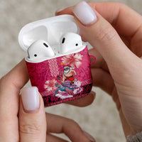 Hawaii Mele Kalikimaka AirPods Case Funny Santa with Tribal Tattoos Kakau Pink Color - Polynesian Pride