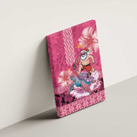 Hawaii Mele Kalikimaka Canvas Wall Art Funny Santa with Tribal Tattoos Kakau Pink Color - Polynesian Pride