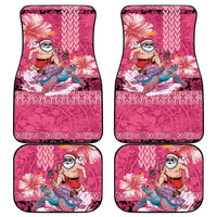 Hawaii Mele Kalikimaka Car Mats Funny Santa with Tribal Tattoos Kakau Pink Color - Polynesian Pride