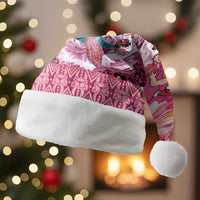 Hawaii Mele Kalikimaka Christmas Santa Hat Funny Santa with Tribal Tattoos Kakau Pink Color - Polynesian Pride