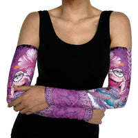 Hawaii Mele Kalikimaka Arm Sleeves Funny Santa with Tribal Tattoos Kakau Purple Color - Polynesian Pride